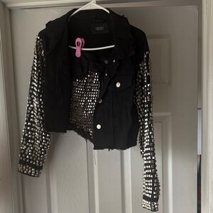 AKIRA Black Studded Cropped Shorts Set